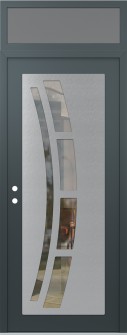Diamond C12 36" x 96" anthracite/anthracite clear Glass Panel stainless steel RHI with Transom frosted Glass