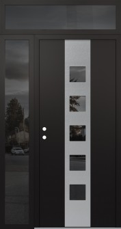 DIAMOND A13 52" X 96" BLACK/BLACK MIRRORED GLASS PANEL STAINLESS STEEL RHI WITH SIDELITE AND TRANSOM MIRRORED GLASS