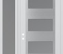 Modern Steel Front Door Diamond C2 50" x 96" white/white frosted Glass Panel stainless steel RHI with Sidelite and Transom frosted Glass