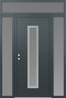 DIAMOND A11 64" X 96" ANTHRACITE/ANTHRACITE FROSTED GLASS PANEL STAINLESS STEEL RHI WITH 2 SIDELITES AND TRANSOM FROSTED GLASS