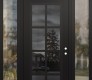 Modern Steel Front Door Diamond C16 60" x 96" black/black mirrored Glass Panel black LHI with 2 Sidelites and Transom clear Glass