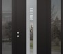 DIAMOND A5 60" X 96" BLACK/BLACK CLEAR GLASS PANEL STAINLESS STEEL LHI WITH 2 SIDELITES AND TRANSOM MIRRORED GLASS