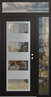 Diamond C2 50" x 96" black/black clear Glass Panel stainless steel LHI with Sidelite and Transom clear Glass