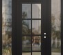 Modern Steel Front Door Diamond C16 68" x 96" black/black clear Glass Panel black LHI with 2 Sidelites and Transom clear Glass