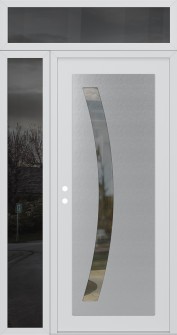 Diamond C4 52" x 96" white/white clear Glass Panel stainless steel RHI with Sidelite and Transom mirrored Glass