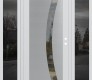 Modern Steel Front Door Diamond C4 64" x 80" white/white clear Glass Panel stainless steel LHI with 2 Sidelites mirrored Glass