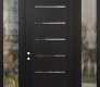 Modern Steel Front Door Diamond C11 64" x 96" black/black clear Glass Panel black RHI with 2 Sidelites and Transom clear Glass
