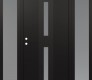 Modern Steel Front Door DIAMOND A6 60" X 80" BLACK/WHITE FROSTED GLASS PANEL BLACK RHI WITH 2 SIDELITES FROSTED GLASS