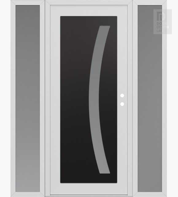 Modern Steel Front Door Diamond C4 60" x 80" white/white frosted Glass Panel black LHI with 2 Sidelites frosted Glass