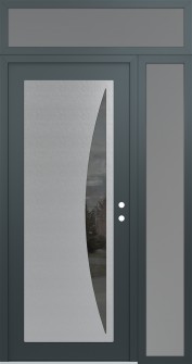 Diamond C13 52" x 96" anthracite/anthracite mirrored Glass Panel stainless steel LHI with Sidelite and Transom frosted Glass