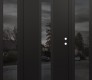 Modern Steel Front Door DIAMOND A1 60" X 80" BLACK/BLACK MIRRORED GLASS PANEL BLACK LHI WITH 2 SIDELITES MIRRORED GLASS