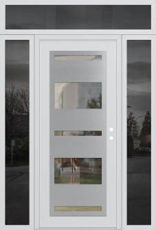 Diamond C10 68" x 96" white/white clear Glass Panel stainless steel LHI with 2 Sidelites and Transom mirrored Glass