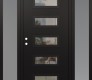 Modern Steel Front Door Diamond D1 64" x 80" black/black clear Glass Panel black RHI with 2 Sidelites frosted Glass