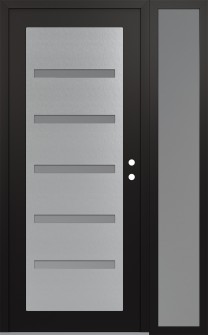 Diamond C7 52" x 80" black/white frosted Glass Panel stainless steel LHI with Sidelite frosted Glass