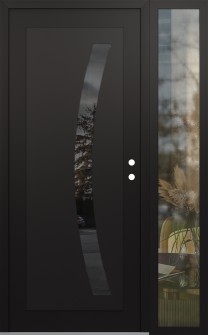 Diamond C4 52" x 80" black/black mirrored Glass Panel black LHI with Sidelite clear Glass
