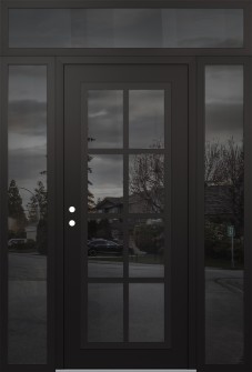 Diamond C16 68" x 96" black/black mirrored Glass Panel black RHI with 2 Sidelites and Transom mirrored Glass