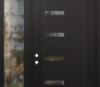 Modern Steel Front Door Diamond C8 52" x 96" black/black clear Glass Panel black RHI with Sidelite and Transom clear Glass