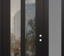 Modern Steel Front Door Diamond C14 52" x 96" black/black clear Glass Panel black LHI with Sidelite and Transom frosted Glass
