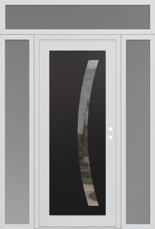 Diamond C4 64" x 96" white/white clear Glass Panel black LHI with 2 Sidelites and Transom frosted Glass