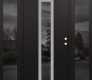 Modern Steel Front Door DIAMOND A1 60" X 80" BLACK/BLACK MIRRORED GLASS PANEL STAINLESS STEEL LHI WITH 2 SIDELITES MIRRORED GLASS