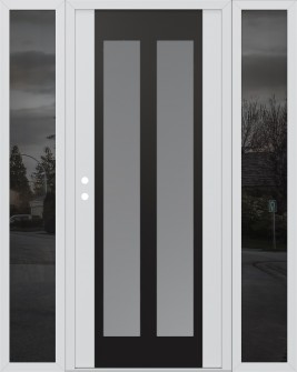 Diamond C14 68" x 80" white/white frosted Glass Panel black RHI with 2 Sidelites mirrored Glass