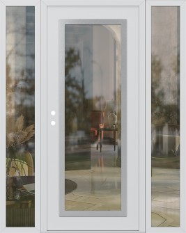 Diamond C1 64" x 80" white/white clear Glass Panel stainless steel RHI with 2 Sidelites clear Glass