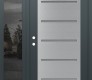 Modern Steel Front Door Diamond C11 48" x 80" anthracite/anthracite frosted Glass Panel stainless steel RHI with Sidelite mirrored Glass