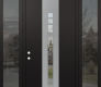 DIAMOND A4 64" X 96" BLACK/BLACK CLEAR GLASS PANEL STAINLESS STEEL LHI WITH 2 SIDELITES AND TRANSOM MIRRORED GLASS