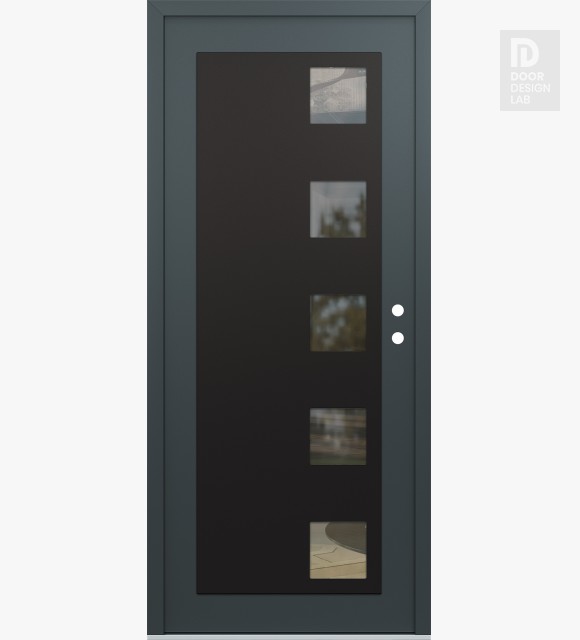 Modern Steel Front Door Diamond C5 36" x 80" anthracite/anthracite clear Glass Panel black LHI