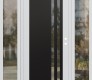 Modern Steel Front Door Diamond C6 68" x 80" white/white clear Glass Panel black LHI with 2 Sidelites clear Glass