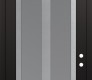 Modern Steel Front Door Diamond C14 36" x 96" black/white frosted Glass Panel stainless steel LHI with Transom mirrored Glass
