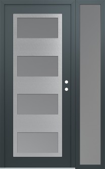 Diamond C2 50" x 80" anthracite/anthracite frosted Glass Panel stainless steel LHI with Sidelite frosted Glass