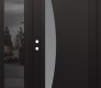 Modern Steel Front Door Diamond C13 48" x 80" black/white frosted Glass Panel black RHI with Sidelite mirrored Glass