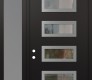 Modern Steel Front Door Diamond D1 50" x 96" black/black clear Glass Panel stainless steel RHI with Sidelite and Transom frosted Glass