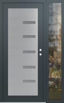 Diamond C8 48" x 80" anthracite/anthracite frosted Glass Panel stainless steel LHI with Sidelite clear Glass