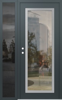 Diamond C1 48" x 80" anthracite/anthracite clear Glass Panel stainless steel RHI with Sidelite mirrored Glass