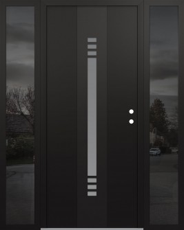 DIAMOND A5 64" X 80" BLACK/WHITE FROSTED GLASS PANEL BLACK LHI WITH 2 SIDELITES MIRRORED GLASS