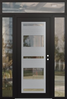 Diamond C10 60" x 96" black/black clear Glass Panel stainless steel LHI with 2 Sidelites and Transom clear Glass