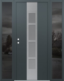 DIAMOND A10 68" X 80" ANTHRACITE/ANTHRACITE FROSTED GLASS PANEL STAINLESS STEEL RHI WITH 2 SIDELITES MIRRORED GLASS