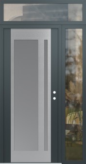 Diamond C15 52" x 96" anthracite/anthracite frosted Glass Panel stainless steel LHI with Sidelite and Transom clear Glass