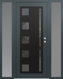 Diamond C3 64" x 80" anthracite/anthracite mirrored Glass Panel black LHI with 2 Sidelites frosted Glass