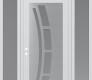 Modern Steel Front Door Diamond C12 64" x 96" white/white frosted Glass Panel stainless steel RHI with 2 Sidelites and Transom frosted Glass