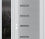 Modern Steel Front Door Diamond C8 48" x 96" white/white frosted Glass Panel stainless steel RHI with Sidelite and Transom mirrored Glass