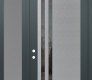 Modern Steel Front Door Diamond C6 50" x 96" anthracite/anthracite mirrored Glass Panel stainless steel RHI with Sidelite and Transom frosted Glass