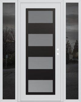 Diamond C2 64" x 80" white/white frosted Glass Panel black LHI with 2 Sidelites mirrored Glass
