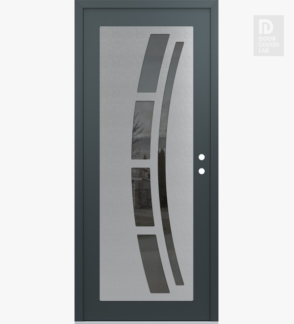 Modern Steel Front Door Diamond C12 36" x 80" anthracite/anthracite mirrored Glass Panel stainless steel LHI