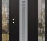 Modern Steel Front Door DIAMOND A4 64" X 80" BLACK/WHITE FROSTED GLASS PANEL STAINLESS STEEL RHI WITH 2 SIDELITES CLEAR GLASS
