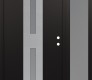 Modern Steel Front Door DIAMOND A6 48" X 80" BLACK/WHITE FROSTED GLASS PANEL STAINLESS STEEL LHI WITH SIDELITE FROSTED GLASS