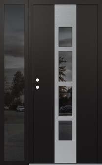 DIAMOND A10 48" X 80" BLACK/BLACK MIRRORED GLASS PANEL STAINLESS STEEL RHI WITH SIDELITE MIRRORED GLASS