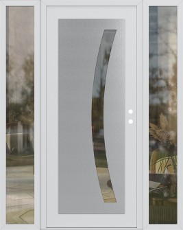 Diamond C4 68" x 80" white/white clear Glass Panel stainless steel LHI with 2 Sidelites clear Glass